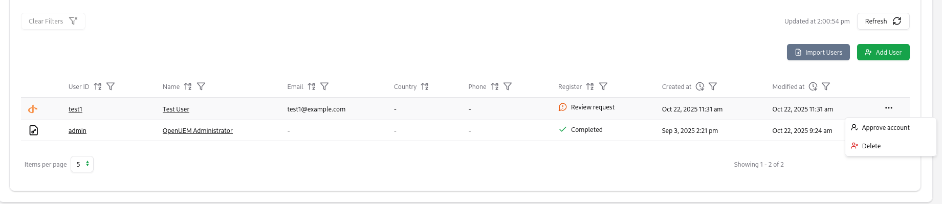 Approve OpenID connect account