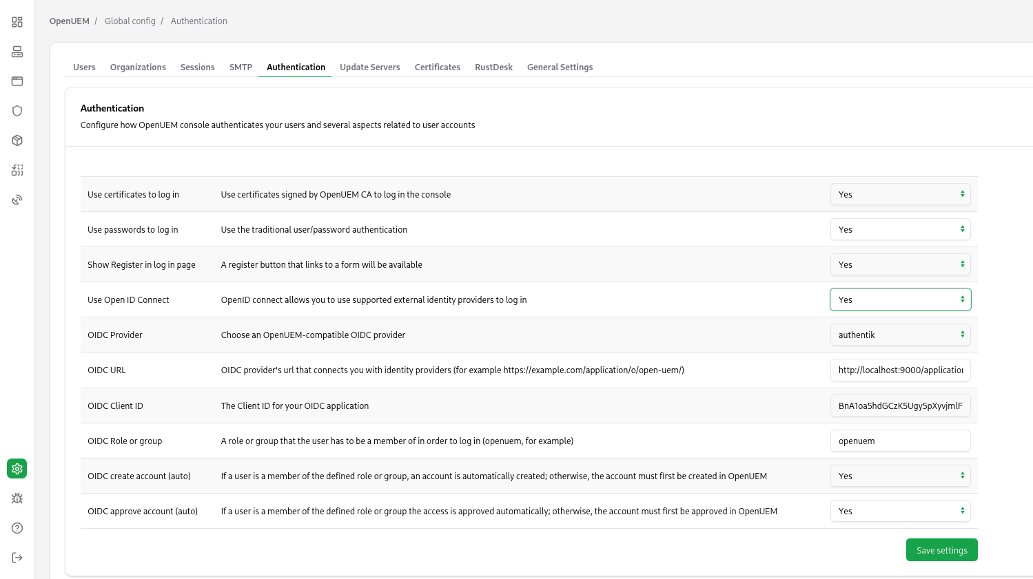 OpenUEM Authentication