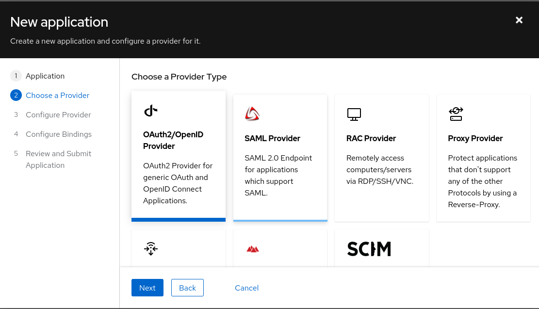 New app&#39;s provider type