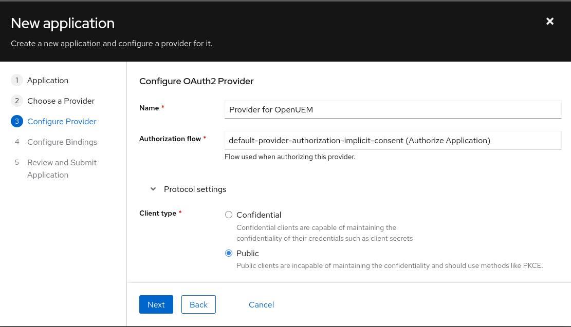 New app&#39;s OAuth2 provider