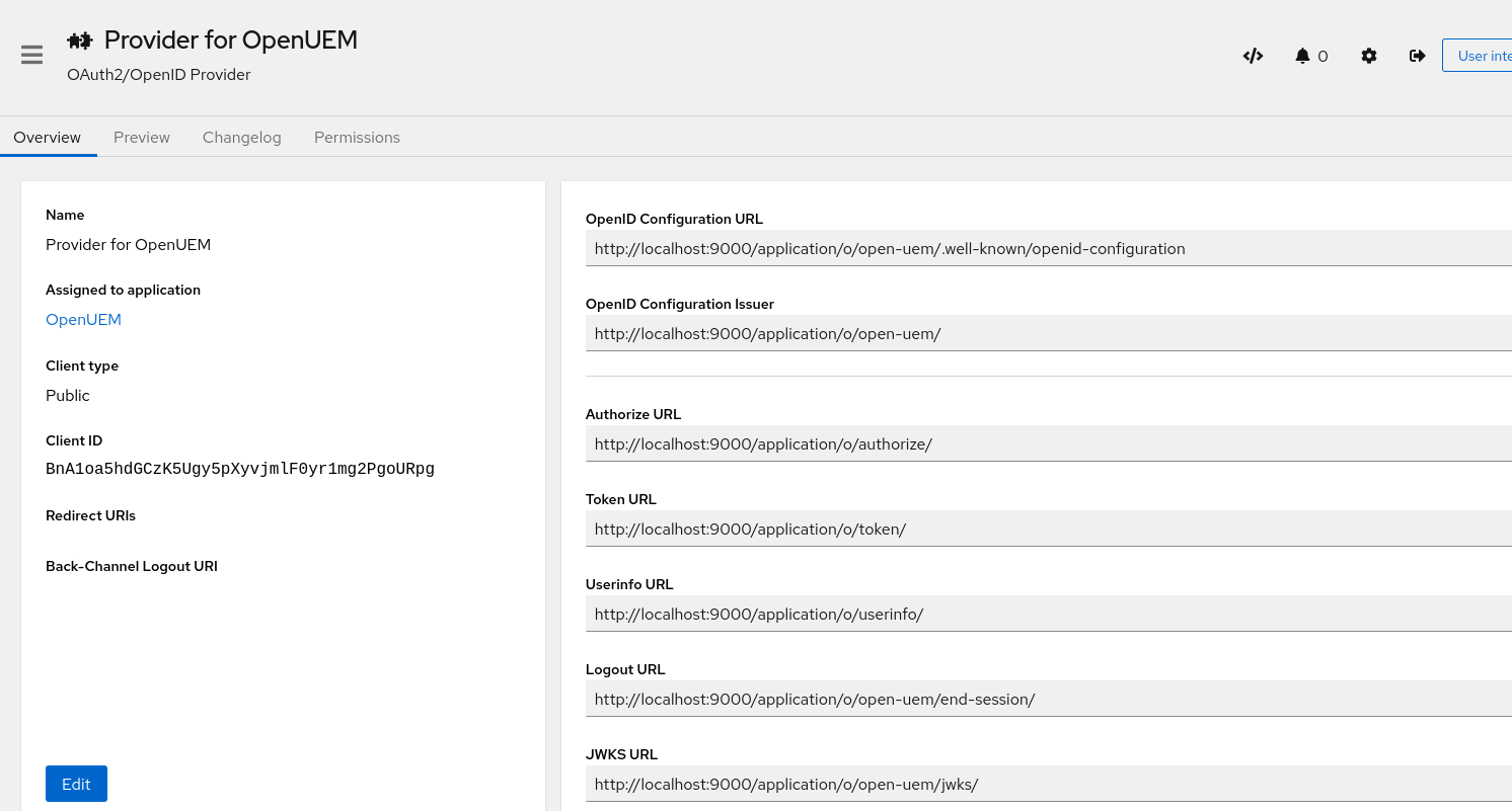 App OpenID configuration