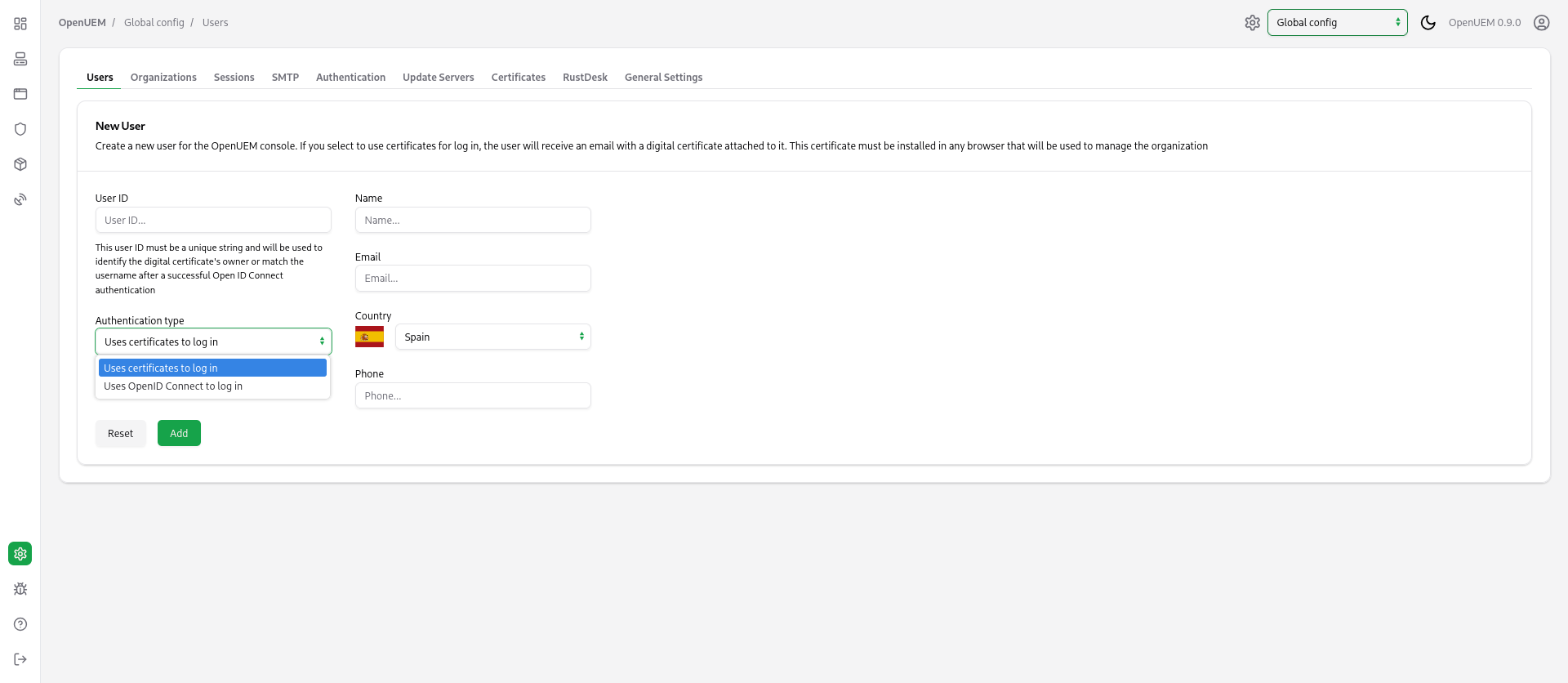 Create OpenID connect account