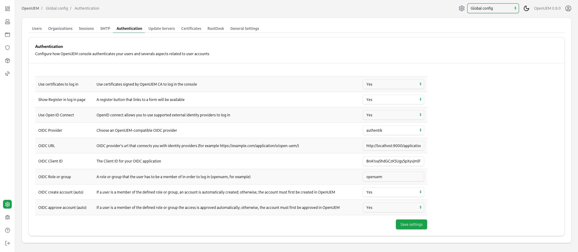 OpenUEM Authentication