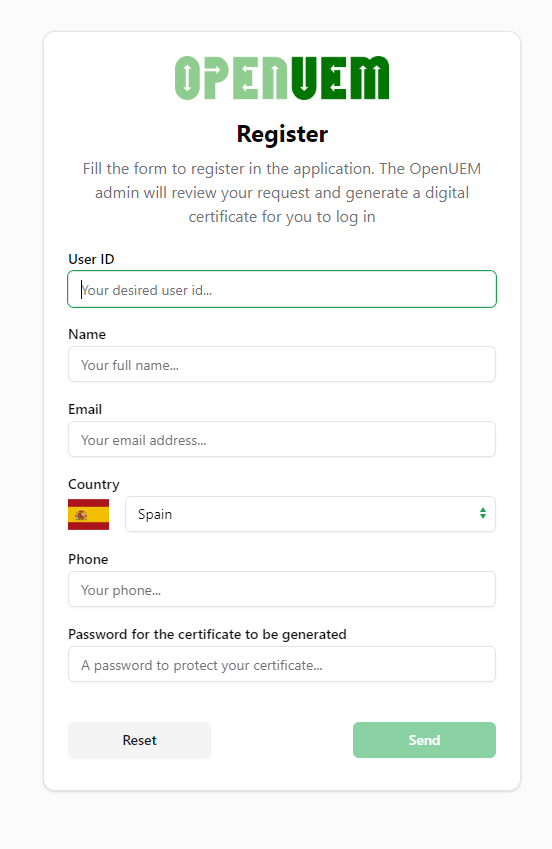 Register form