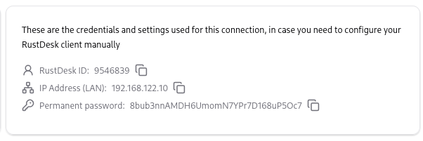 RustDesk credentials