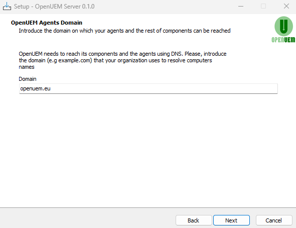 Specify the DNS domain